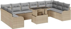 vidaXL Kerti Kanapé Szett párnával 11 pcs Bézs Poli rattan