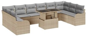 vidaXL Kerti Kanapé Szett párnával 11 pcs Bézs Poli rattan