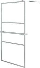 vidaXL króm ESG üveg és alumínium zuhanyfal polccal 115x195 cm