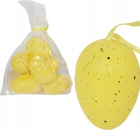 Tojás műanyag pöttyös medál szett 6 db-os sárga Húsvét