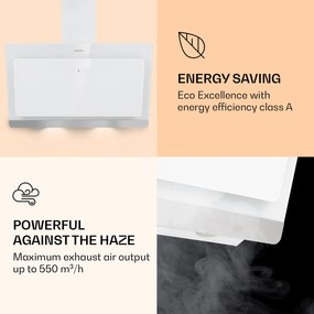 Klarstein Aurora Eco 90, páraelszívó, 550 m³/ó, 90 cm, kéményes páraelszívó, háttérvilágítás, A+
