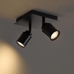 Modern fürdőszoba spotlámpa fekete négyzet alakú 2-lámpás IP44 - Ducha
