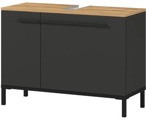 Sötétszürke mosdókagyló alatti szekrény tölgyfa dekorral 80x59 cm Yonkers - Germania