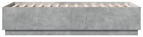 betonszürke szerelt fa ágykeret LED-del 75 x 190 cm