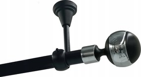 Függönykarnis szimpla Fém Mennyezet 19mm Fekete Matt 320cm Gömb Króm Kerekek Nélkül