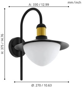 Eglo 97285 - kültéri fali lámpa SIRMIONE 1xE27/60W/230V