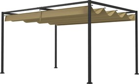 Outsunny 4x3 m-es Pergola, Acél Terasz Napernyő, Állítható Tetővel, Szabadonálló, Napvédelem Teraszra és Kertbe, Khaki | Aosom