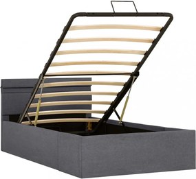 sötétszürke LED-es szövetágy hidraulikus tárolóval 100 x 200 cm