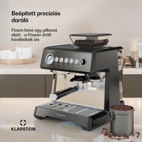 Klarstein GrandPresso karos kávéfőző, precíziós daráló, gőzfúvóka, portaszűrő, nyomásjelző, 20 bar