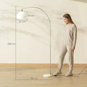 HOMCOM Állólámpa, íves kialakítás márvány talppal, 26 x 100 x 167 cm, fehér