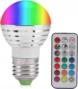 Led Izzó E27 3W Szabályozható Színváltó Rgb Színes Állítható Távirányító