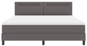 Boxspring ágy szürke színben, szuper king méret, műbőr