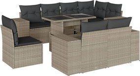 vidaXL 9 részes világosszürke polyrattan kerti ülőgarnitúra párnával
