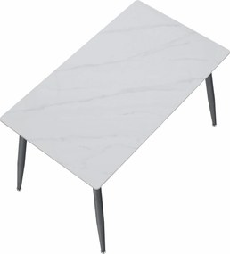 Étkezőasztal, fehér márvány/fekete, 121x71 cm, FLORENC TYP 1