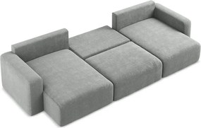 Szürke zsenília kinyitható-tárolóhelyes (U alakú) sarokkanapé Kona – Makamii