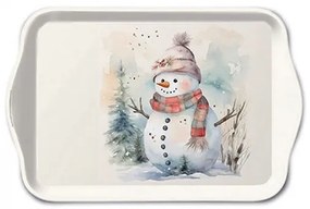 Snowman in nature karácsonyi műanyag tálca 13x21 cm