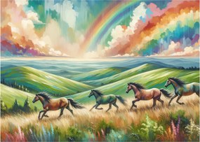 Kép – Vágtázó lovak a tájban (70x50 cm)
