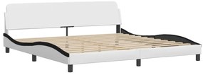 fehér és fekete műbőr ágykeret LED-világítással 200x200 cm
