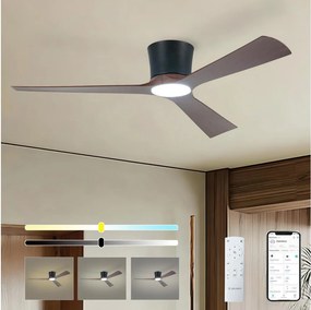 ZEVENTI - LED mennyezeti ventilátor AUREX LED/24W/230V Wi-Fi Tuya fekete/dió + távirányító