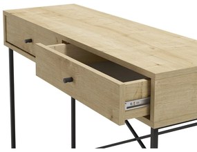 Natúr színű konzolasztal tölgyfa dekoros asztallappal 35x110 cm Titan – Marckeric