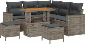 vidaXL Kerti Kanapé Szett 8 pcs Szürke polirattan