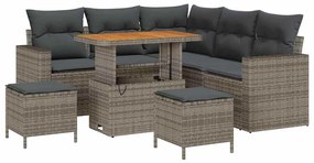 vidaXL Kerti Kanapé Szett 8 pcs Szürke polirattan