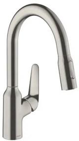 Mosogató csaptelep Hansgrohe Focus kihúzható zuhannyal, 2 áram rozsdamentes acél megjelenés 71821800