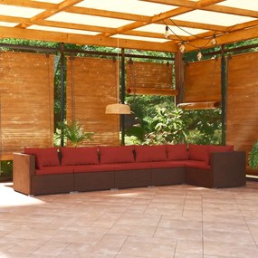 6 részes barna polyrattan kerti ülőgarnitúra párnákkal