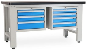 Műhelyasztal Solid MDF-34, 150 cm, 2x függő doboz, fekete