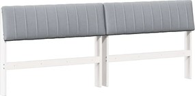 vidaXL Kárpitozott fejtámla Világosszürke 200 cm Tömör fenyőfa