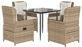 vidaXL 5 részes bézs polyrattan kerti étkezőgarnitúra párnákkal