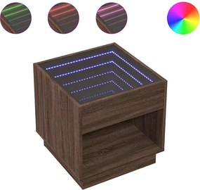vidaXL barna tölgy végtelen hatású LED-es dohányzóasztal 50x50x50 cm