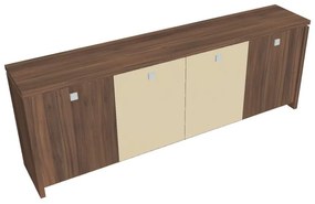 Verno alacsony szekrény 248 x 46 x 90 cm, kombinált ajtó, dió / vanília