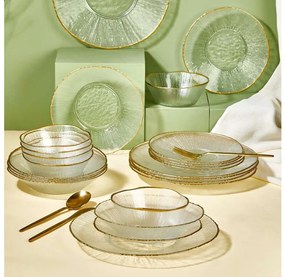 24 darabos étkészlet – átlátszó üveg, arany
