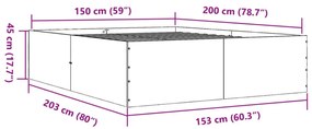füstös tölgy színű szerelt fa ágykeret 150 x 200 cm