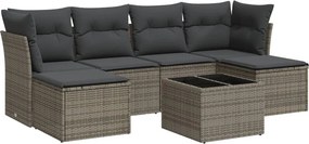 vidaXL 7 részes szürke polyrattan kerti ülőgarnitúra párnákkal
