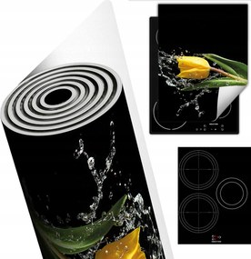 Tűzhelyvédő Szőnyeg Asztali Dekoráció 40x52 fekete tulipán