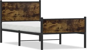vidaXL füstös tölgy színű fém ágykeret matrac nélkül 75 x 190 cm