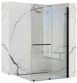 Rea - Cortis eltolható zuhanyparaván 100x195cm, 6mm üveg, átlátszó üveg / fekete profil, REA-K7740