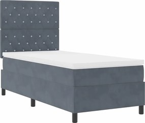 vidaXL LED Box Spring Ágy matracmal Sötétszürke 90 x 200 cm szövet