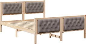 vidaXL Ágykeret fejtámlával Tópszínű 150 x 200 cm Tömör fenyőfa