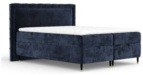 Sötétkék ágyneműtartós boxspring ágy 160x200 cm Voyage – Maison de Rêve