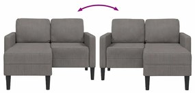 világosszürke vászon 2 üléses kanapé L-alakú kanapéval 125 cm