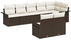 vidaXL Kerti Kanapé Szett tárolóval 8 pcs Barna polirattan