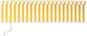 Sárga-fehér redőnyös, LED-es, szélérzékelős napellenző 5x3 m