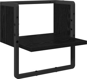 vidaXL Falpolc polcokkal Fekete tölgy 30 x 25 x 30 cm Faanyag