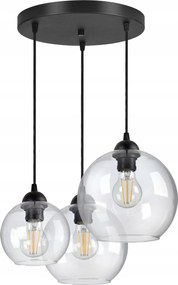 Lámpa Csillár Három különböző üveggömb Átlátszó