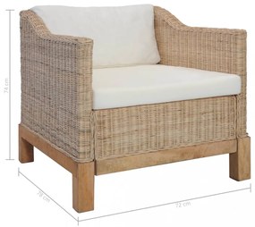 természetes rattanfotel párnákkal