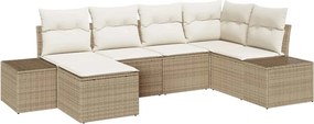 vidaXL Kerti Kanapé Szett párnával 6 pcs Beige és krém polirattan