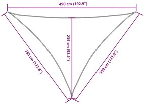 terrakotta háromszögű oxford-szövet napvitorla 3,5x3,5x4,9 m
